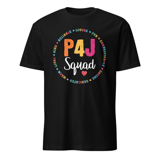 P4J Squad T-Shirt - Vibrant Design for Team Spirit and Positivity