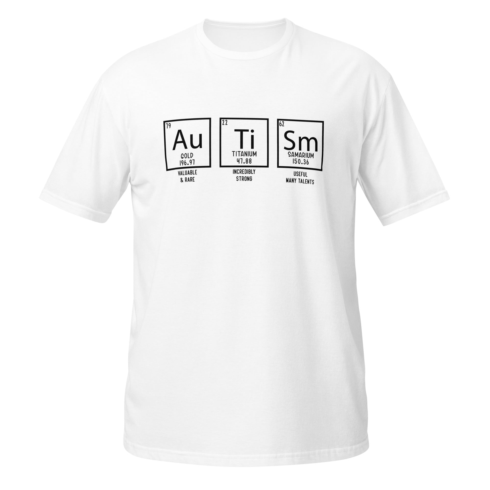 THE PERIODIC ELEMENTS OF AUTISM: CELEBRATING UNIQUENESS Short-Sleeve Unisex T-Shirt